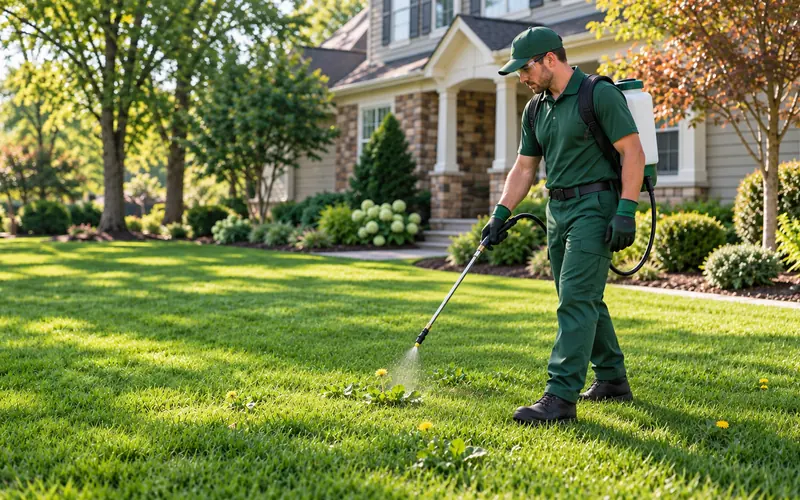 Weed-free manicured lawn