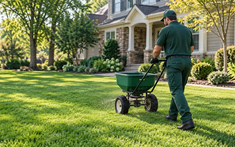 Healthy fertilized green lawn